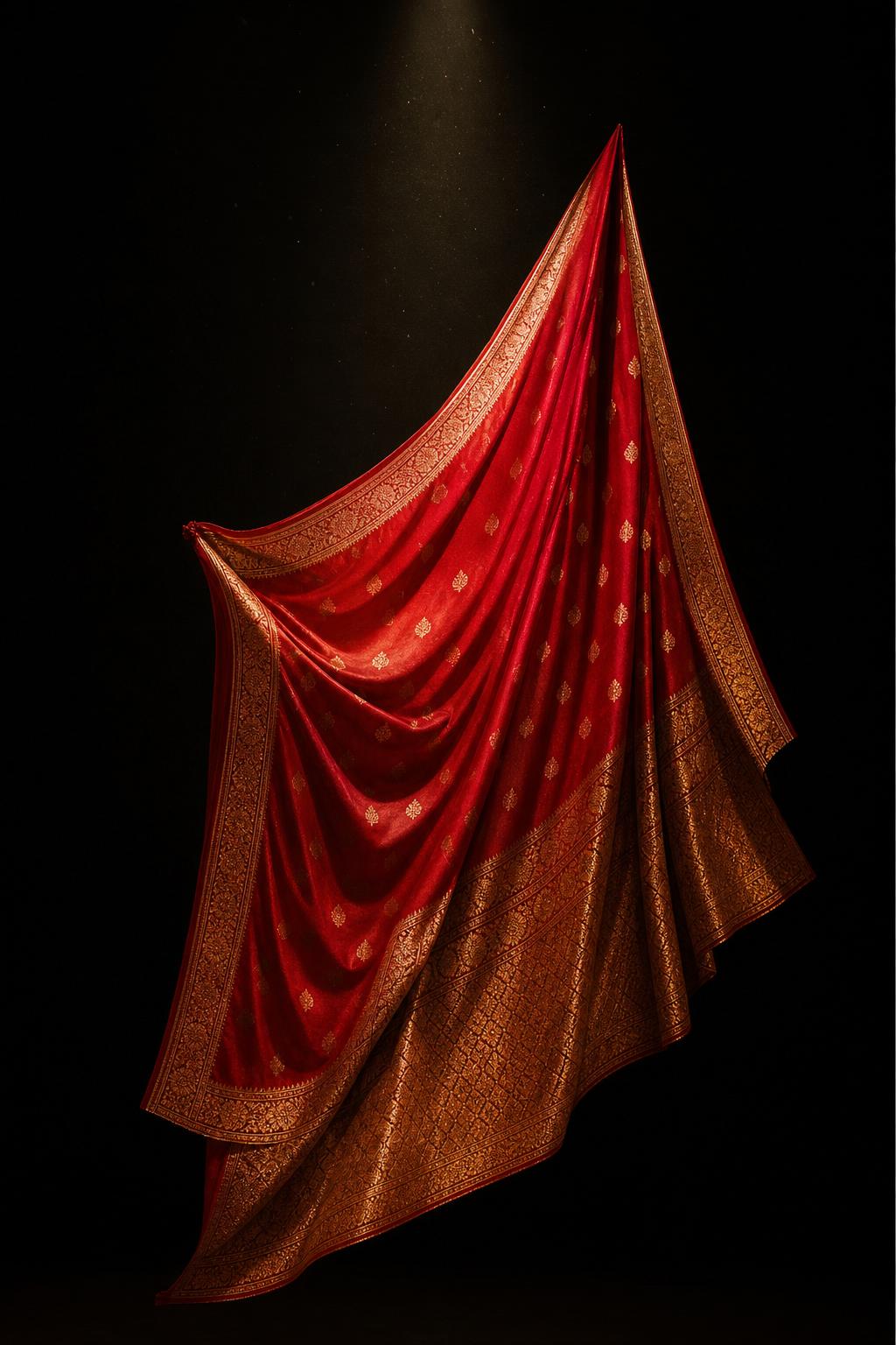 The saree revealed in its entirety