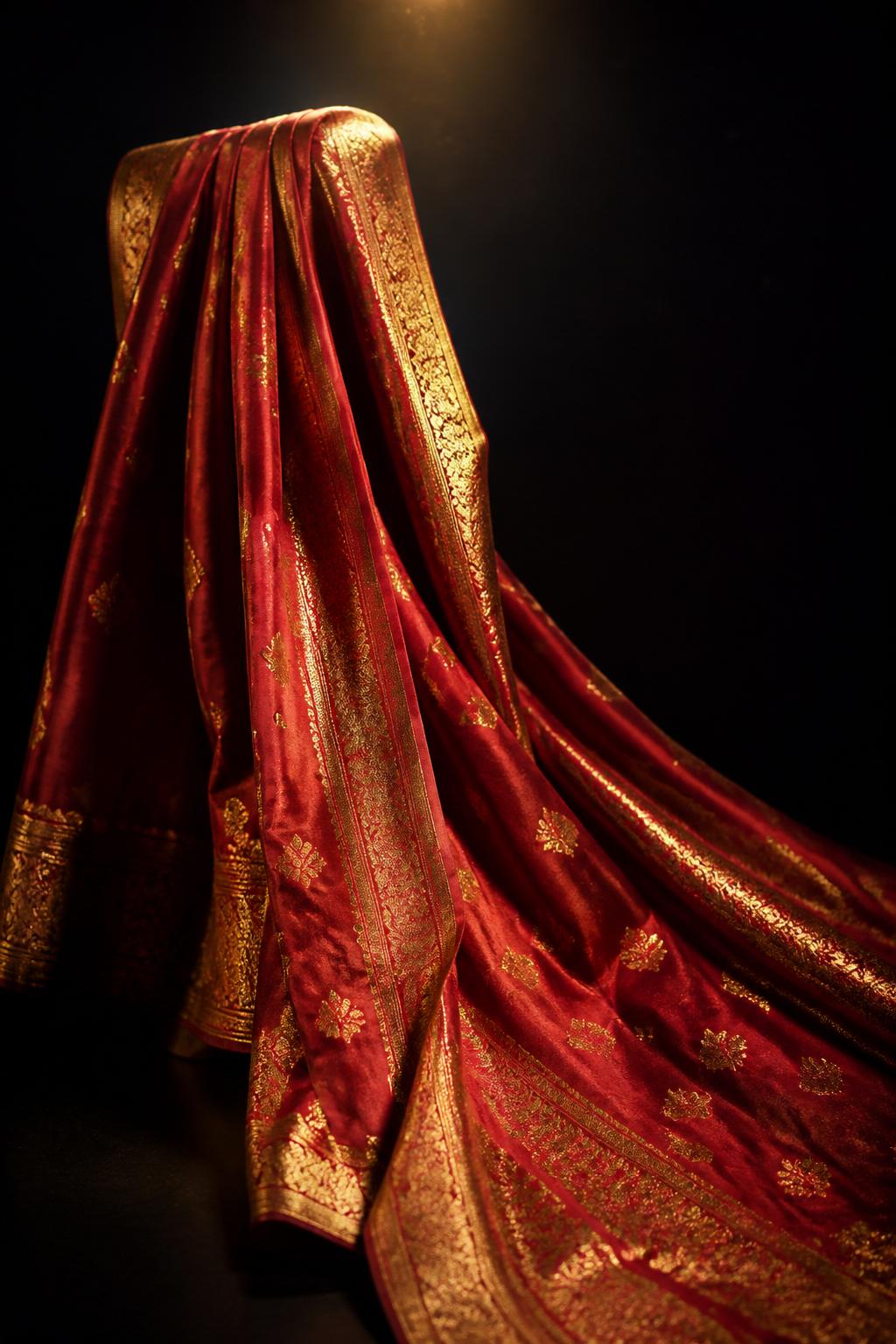 The pallu drifts in still air
